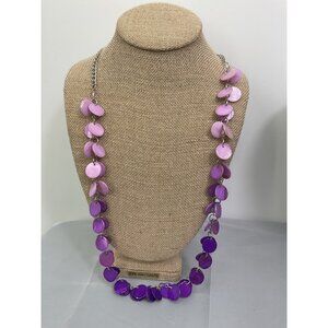 Pink & Purple Disc Necklace With Silver Chain